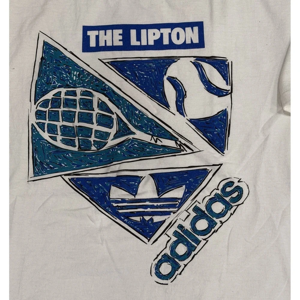 VTG 90s Adidas The Lipton International Tennis Championship Graphic Tee White XL